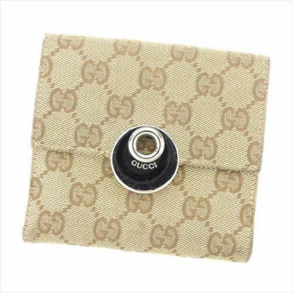 Gucci Wallet Purse G Logos Canvas Leather Brown Woman Authentic Used T8337
